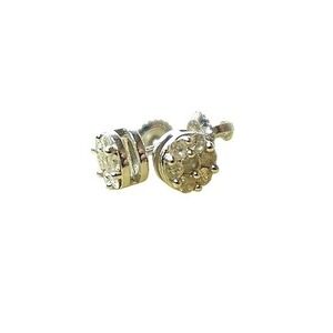 14k White Gold stud Earrings Unique Designs diamond Cluster Silver-tone Jewelry